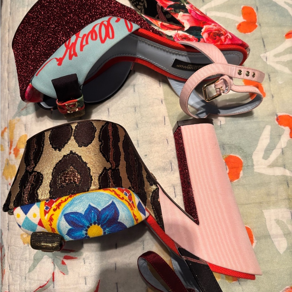 Dolce & Gabbana Patchwork Floral Platform Heels 36 - Picture 14 of 17